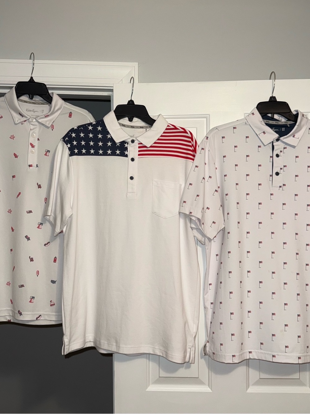 Men's White Polo bundle with American Flag